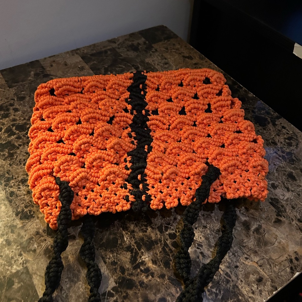 Crotchet orange bag for sale.